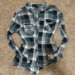 Rue 21 Teal and Navy Plaid flannel